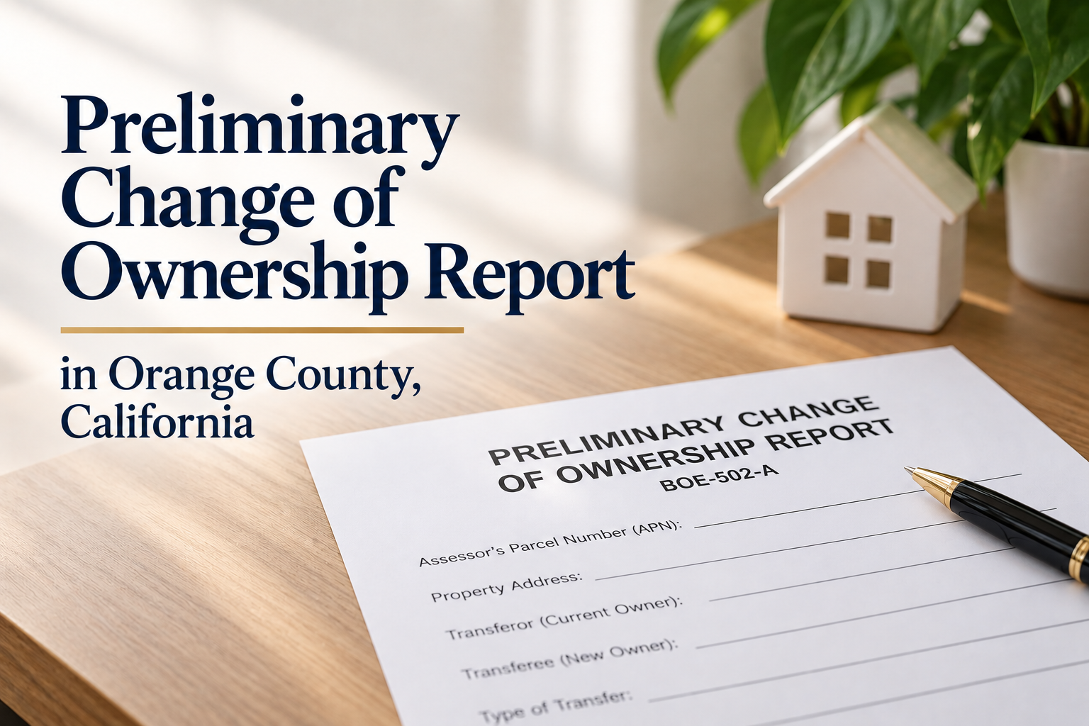 Preliminary Change of Ownership Report in Orange County, California